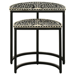 Zakiya - 2 Piece Demilune Nesting Table Set - Black And White