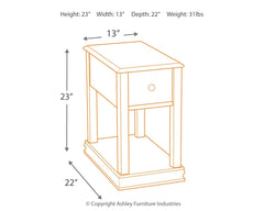 Breegin - Brown - Chair Side End Table - Removable Tray