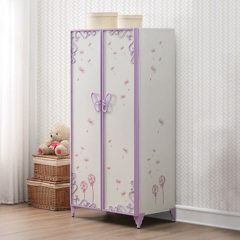 Priya II - Wardrobe - White & Light Synthetic Leather Rple