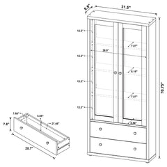 Hawthorne - 4-Shelf Glass Door Tall Cabinet With Drawers - Mango