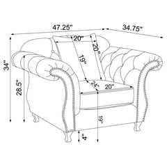 Frostine - Upholstered Rolled Arm Tufted Accent Chair - Silver