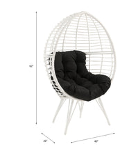 Galzed - Patio Lounge Chair - Black Fabric & White Wicker