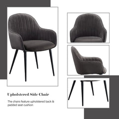 Caspian - Side Chair (Set of 2) - Dark Gray Fabric & Black Finish