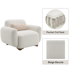 Darius - Chair With Pillow - Beige Boucle