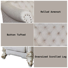 Vendom II - Chair - Two Tone Ivory Fabric & Antique Pearl Finish