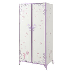 Priya II - Wardrobe - White & Light Synthetic Leather Rple