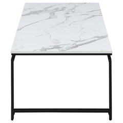 Clark - 3 Piece Faux Marble Top Coffee Table Set - White