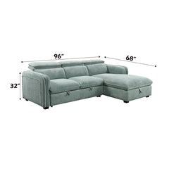 Zavala - Sectional Sofa With Sleeper & Storage - Light Green