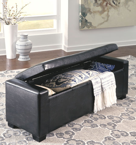 Benches - Black - Upholstered Storage Bench - Faux Leather