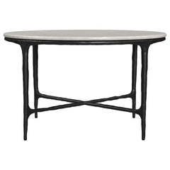 Hermas - Round Genuine Marble Top Metal Coffee Table - White