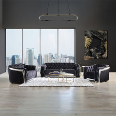 Pyroden - Loveseat - Black Velvet & Chrome Finish