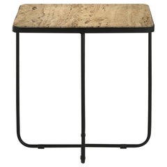 Elyna - Square Stone Top Accent Side Table - Beige