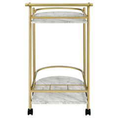 Desiree - 2-Tier Faux Marble Shelf Metal Bar Cart