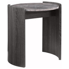 Gladstone - Round Faux Marble Top End Table - Distressed Gray