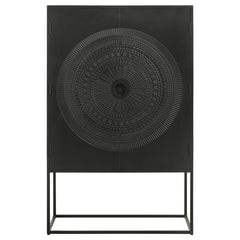 Jenna - 2 Door Mango Wood Mandala Pattern Accent Cabinet Black - Matte Black