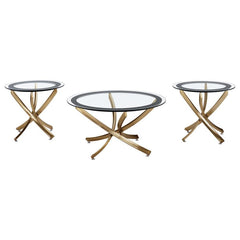 Brooke - Round Glass Top Coffee Table Set