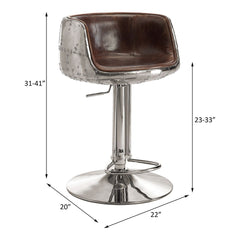 Brancaster - Stool - Vintage Brown Top Grain Leather & Aluminum - 41"