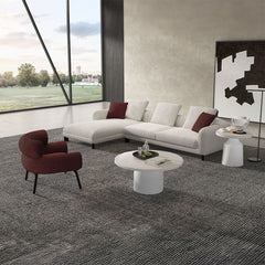 Mardi - Sectional Sofa With 6 Pillows - Maroon & Beige Tweed