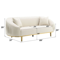 Martina - Sofa With 2 Pillows - Ivory Velvet