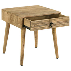 Zabel - 1-Drawer Square Mango Wood Side End Table - Natural