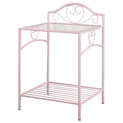 Massi - 1-Shelf Nightstand With Glass Top - Powder Pink