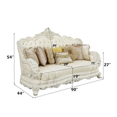 Adara - Sofa - White PU & Antique White Finish