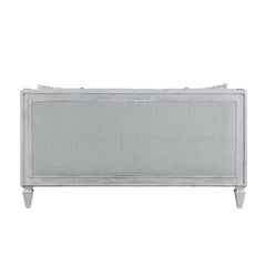 Katia - Loveseat - Light Gray Linen & Weathered White Finish