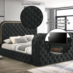 Kana - Bed With LED, Fireplace & TV Stand