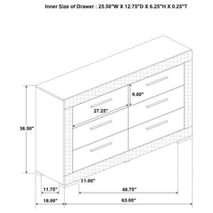 Ives - 6-Drawer Dresser Cabinet - Gray High Gloss