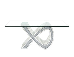 Noralie - Dining Table - Mirrored & Faux Diamonds - Glass