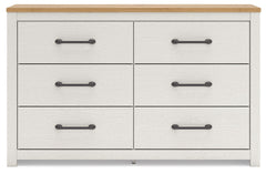 Linnocreek - White / Warm Brown - Six Drawer Dresser