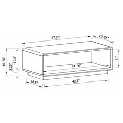 Paseo - Rectangular Cocktail Coffee Table - White High Gloss
