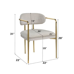Zayn - Arm Chair (Set of 2) - Beige Chenille & Gold