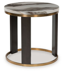 Jazmore - Brown / Brass Finish - Round End Table