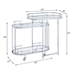 Piffo - Serving Cart - Clear Glass & Chrome Finish