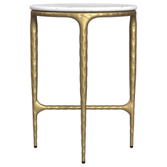 Baldwin - Round Marble Top Side Table - White And Gold