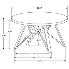 Neil - 5 Piece Round Dining Table Set Concrete - Gunmetal