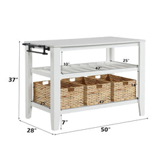 Sezye - Kitchen Island - Marble Top & White