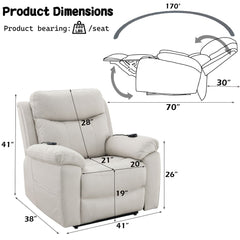 Chriki - Power Recliner With Lift & Heating & Massage - Beige Fabric