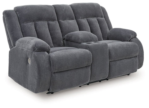 Observation - Steel - Double Reclining Power Loveseat With Console