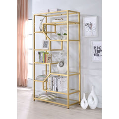 Lecanga- Bookshelf - Gold & Clear Glass