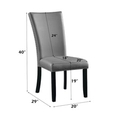 Caralin - Side Chair (Set of 2) - Gray Synthetic Leather & Black