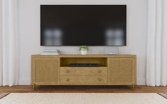 Arini - Rattan Cane 2-Door TV Stand Media Console - Sand Wash