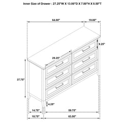 Marielle - 6 Drawer Bedroom Dresser - Distressed White