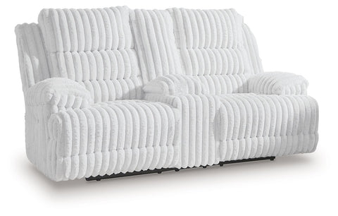Rhines Falls - Alloy - Double Reclining Power Loveseat With Console