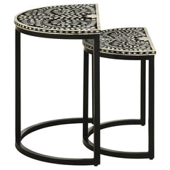 Zakiya - 2 Piece Demilune Nesting Table Set - Black And White