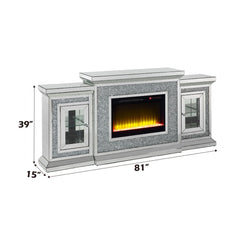 Noralie - Fireplace - Mirrored & Faux Diamonds - 39"