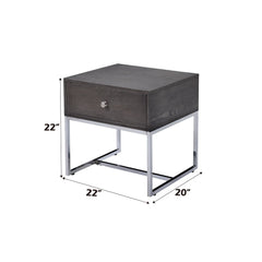 Iban - End Table - Gray Oak & Chrome