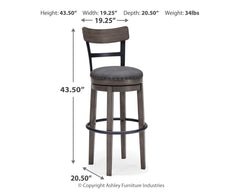 Caitbrook - Gray - Tall UPH Swivel Barstool