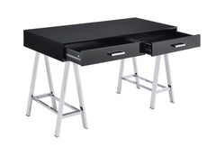 Coleen - Desk - Black High Gloss & Chrome Finish